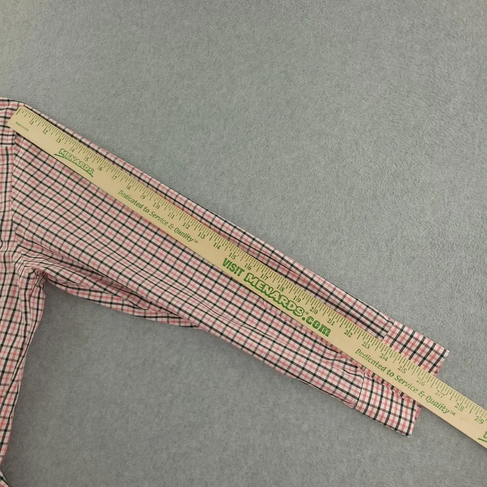 Banana Republic Dress Shirt Mens 18.5 36/37 Pink Check Slim Fit Non Iron Lot 2